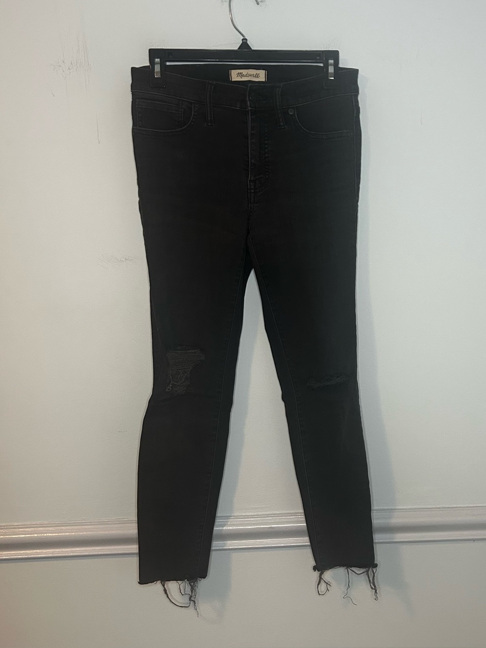 Madewell Black Ripped 9” High-Rise Skinny Jeans Size 27